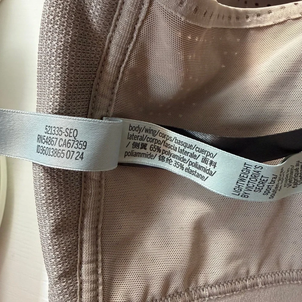 VSX Victoria's Secret Lightweight Mesh Sport Bra 36DDD Taupe Crossback M Support